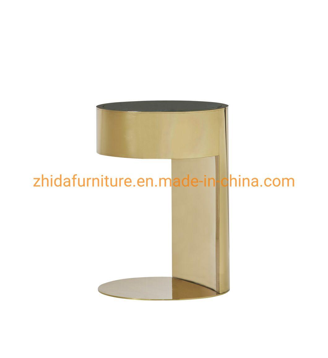 Chinese Contemporary Style Classic Glass Golden Coffee Table Side Table