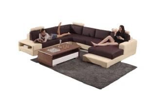 Modern Style Genuine Leather U Shaped Sectional Sofa
