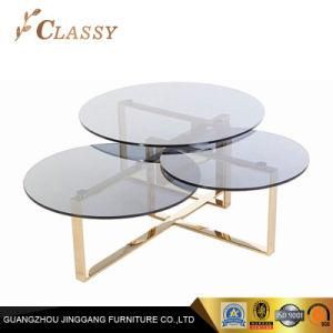 Living Room Furniture Glass Top and Golden Base Coffee Table