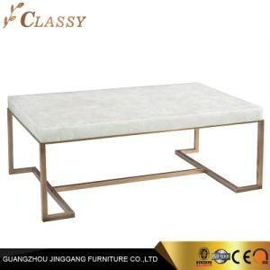Classy Stainless Steel Rectangular Table Calcite Coffee Table