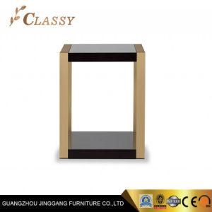 Modern Square Wooden Top Coffee Table Side Table with Metal Base