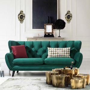 2017 Green Fabric Sofa with Button for Living Room Furniture