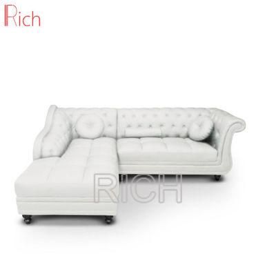 L Shape Recliner Leather Sofa Wooden Corner Sofa Set Furniture