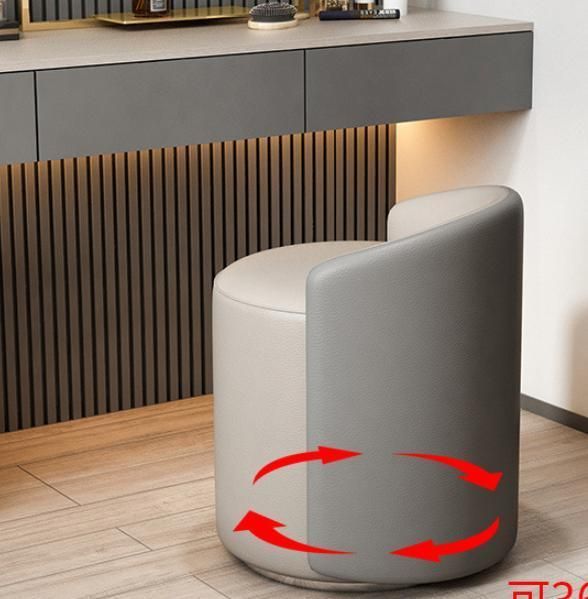 Swivel Vanity Chair Dressing Stool Lamb′s Wool Leather Backrest