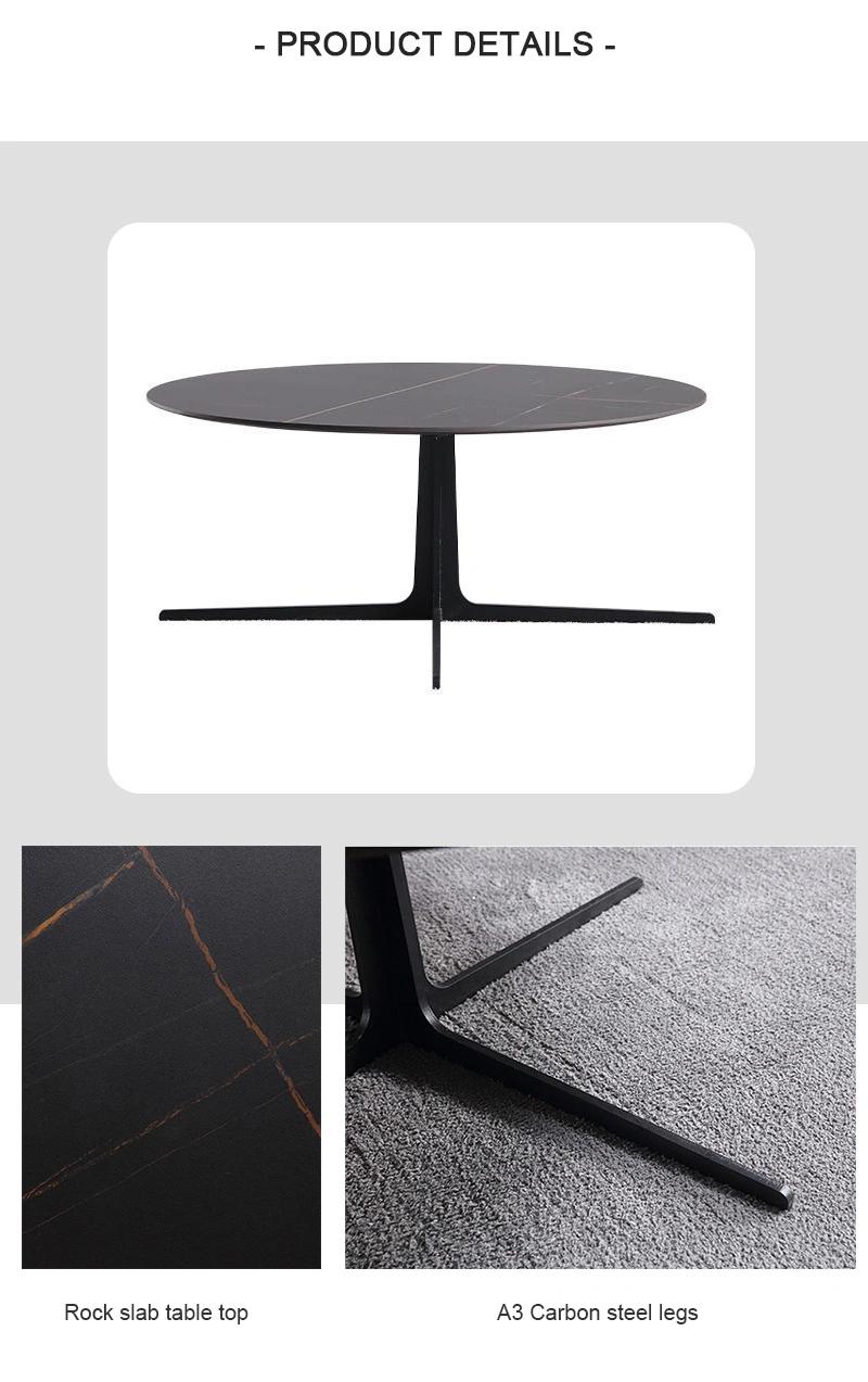 Contemporary Furniture Marble Top Nesting Side Table with Iron Frame