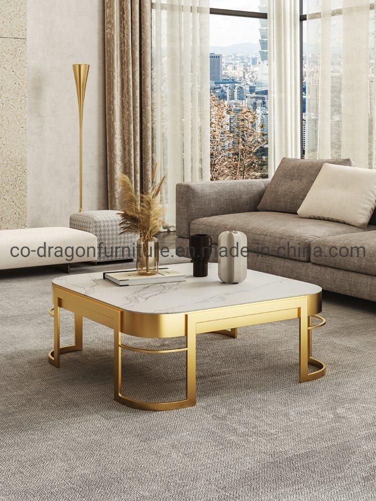 Stainless Steel Coffee Table with Marble Top for Modern Furniture