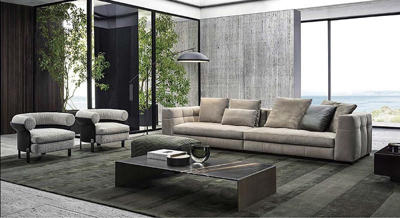 Zhida Latest Italian Design High End Leisure Modern Style Sofa Set 3 Seater Villa Furniture Couch Set Living Room Fabric Sofa