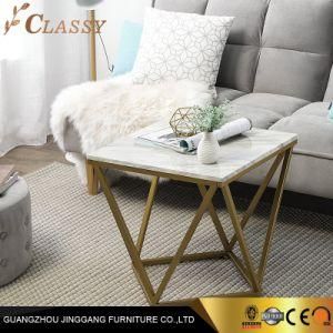 Hotel Home Office Retangle Coffee Side Table with Marble Top