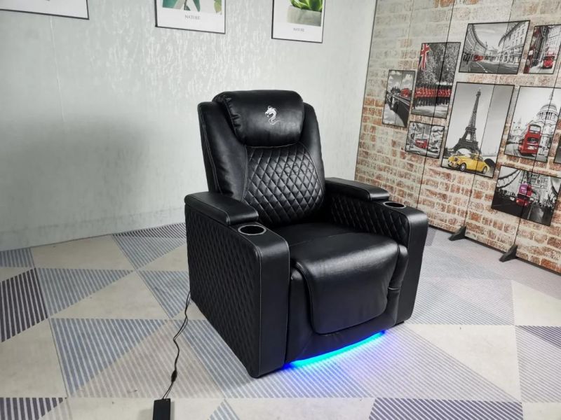 Jky Furniture 3 Piece Adjust Headrest Air Leather Power Recliner Home Theater Sofa Set with Two Type Coffee Table
