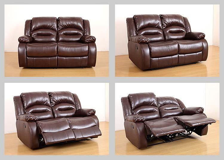 Jky Furniture Modern Design Air Breathable Leather Manual Recliner Sofa Set for (3+2+1) with Over-Filled Cushion and Customizable Drop Down Table