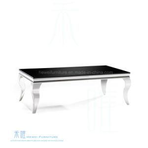 Rectangle Tempered Glass Tea Table with Stainless Steel (HW-780-2T)