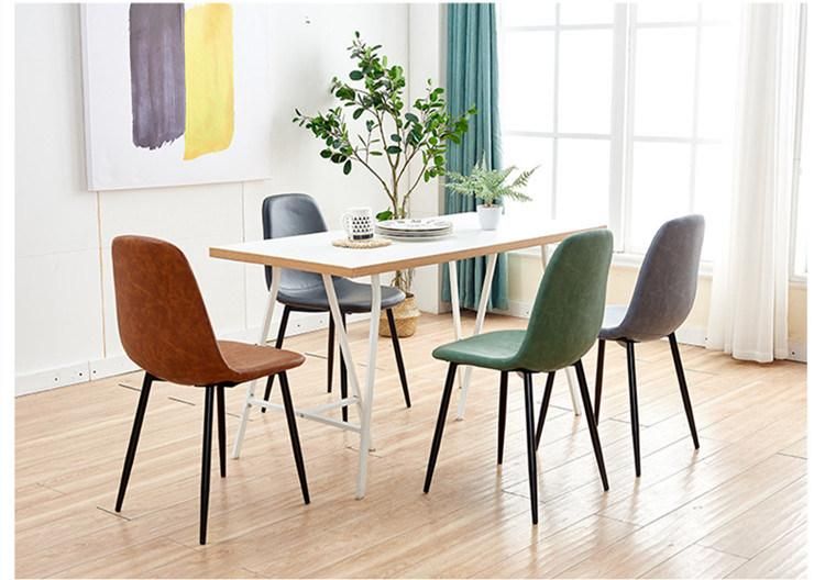 Nordic Italian Design PU Leather Dining Chair Antique Living Room Lounge Chair with Metal Leg