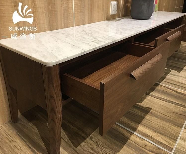 Marble Top TV Stand High Grade Ash Wood Frame
