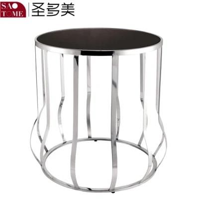 Modern Practical Living Room Furniture Black Glass Round Table