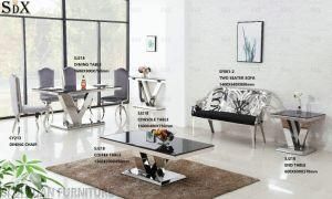 Black Glass Top Stainless Steel Base Modern Home Coffee Side Tea Table for Living Room Furniture