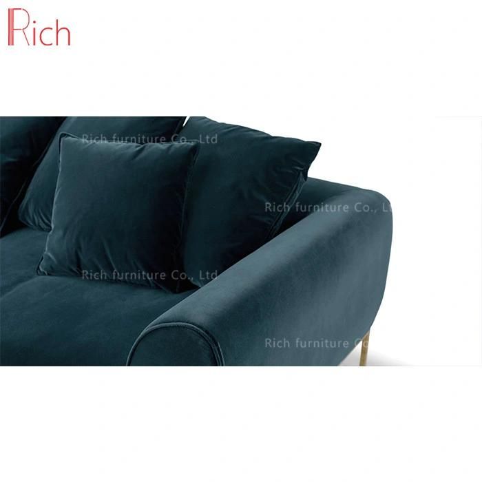 Metal Frame Blue Sectional Lounge Modern Sofa Set