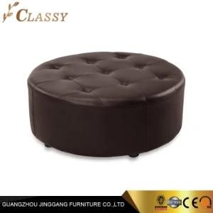 Modern Round Leatherette Ottoman and Pouf