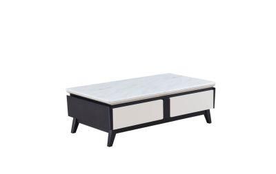 Cj-951 Coffee Table Marble Top /MDF with Oak Veneer/ Ash Wood Base