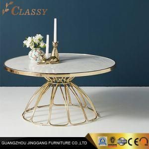 Luxury Modern Round Marble Coffee Table with Metal Frame