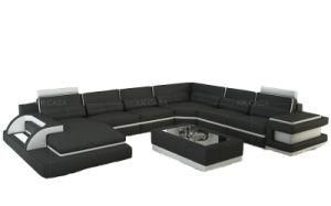 Black Color Living Room Modern Modular Sectional Leather Sofa for Home