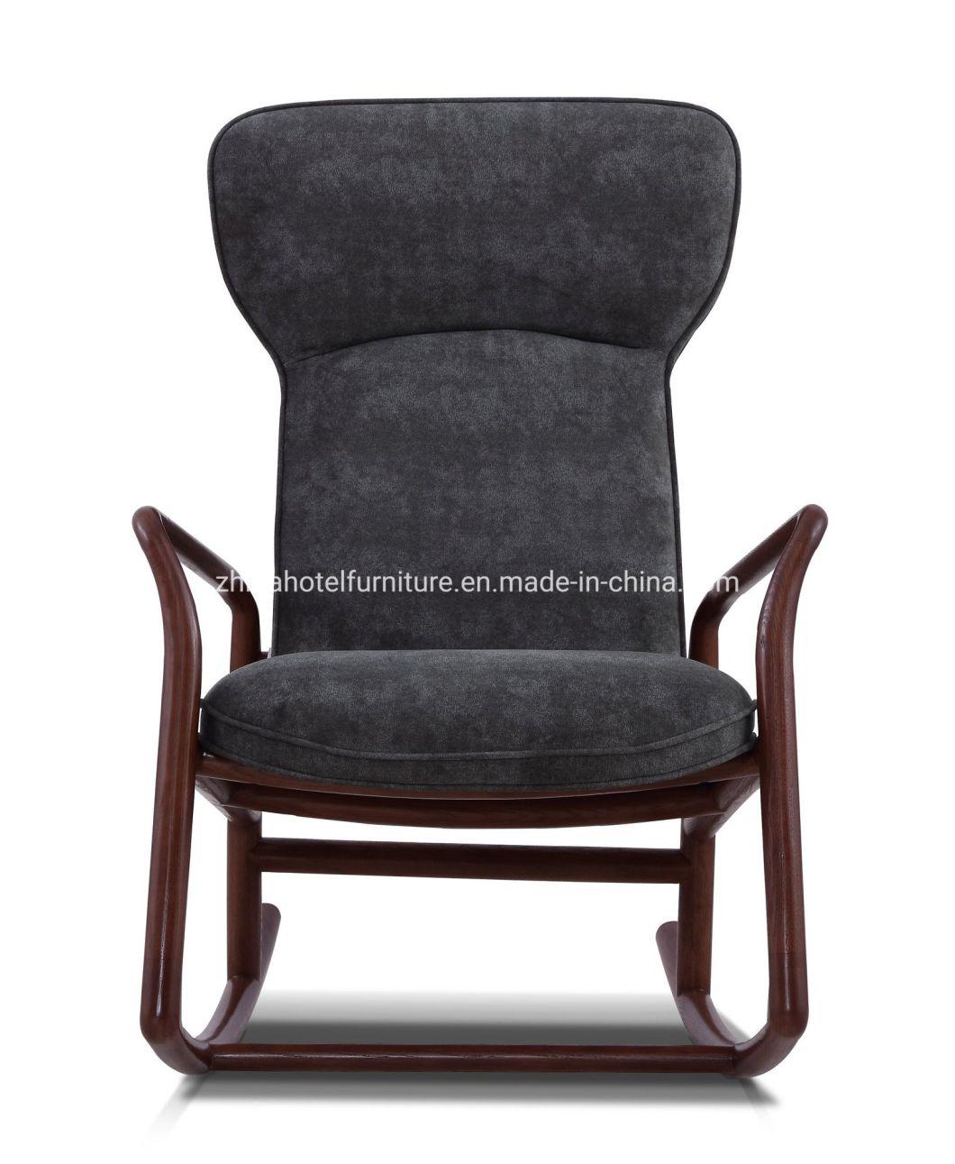 Modern Recliner Genuine Leather Solid Wood Living Room Bedroom Chair