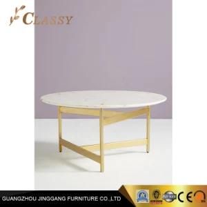 Polished Marble Coffee Table with Removable Stainless Steel Legs