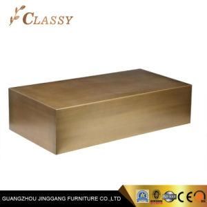 Brushed Brass Bronze Stainless Steel Living Room Rectangle Center Coffee Table in Golden Metal
