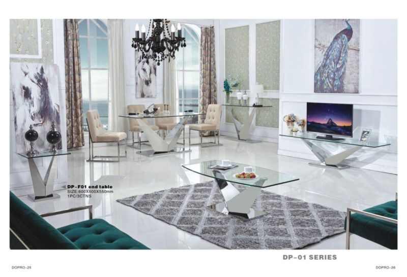 European Design Artificial Marble TV Stand with Stainless Steel Bottom Column