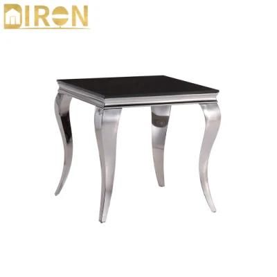 Luxury Style Coffee Side Table Metal Frame with Tempered Glass Top