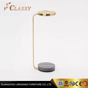 Metal Top and Stem Bed Side Table with Solid Marble Base