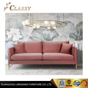 Quality Modern 2 Seaters Fabric Sofa with Golden Metal Legs