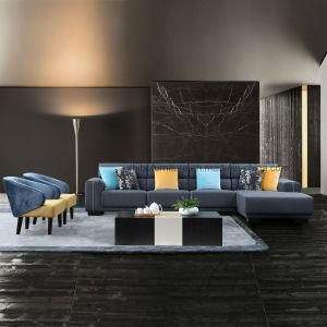 Nordic Design Blue Corner Furniture Fabric Sofa for Home