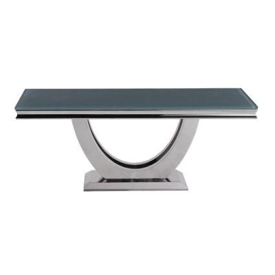 Wholesale Classical Style Home Furniture Stainless Steel Rectangle Glass Coffee Table