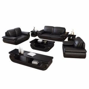 Modern 7 Seater European Genuine Leather Sofa 1+2+3 Black Sofa