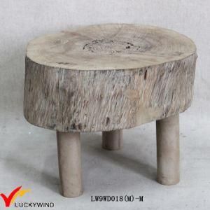 Small Round Staining Chic Foot Rest Natural Wood Stool