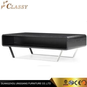 Fashion Black Oak Coffee Tble with Interior Storage Shelf