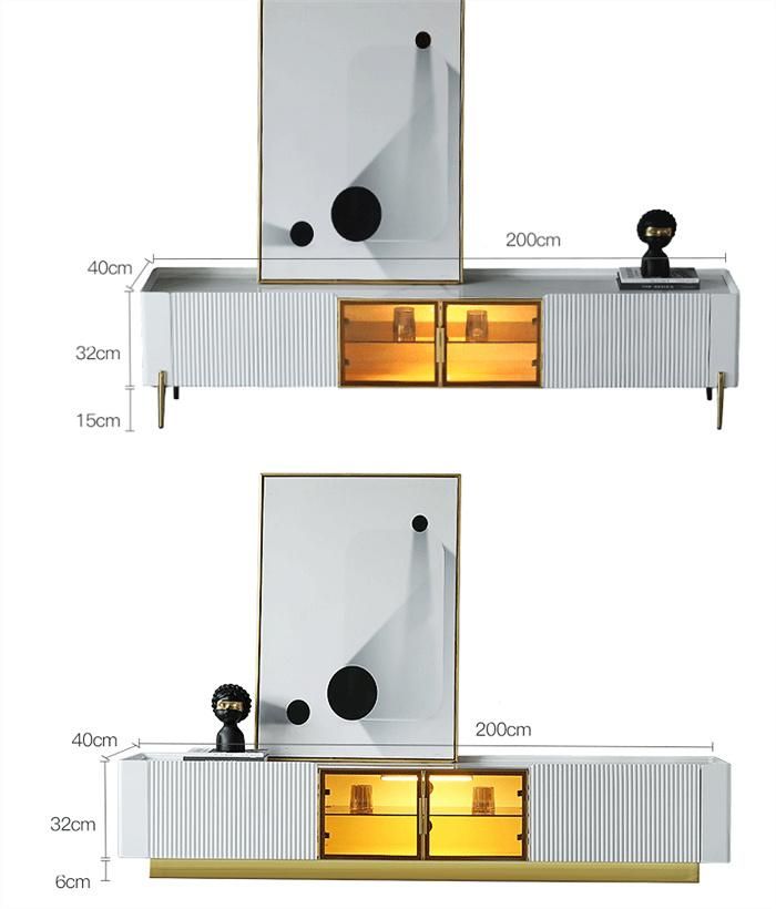 Modern Minimalist Light Luxury White Rock Board TV Cabinet 0272