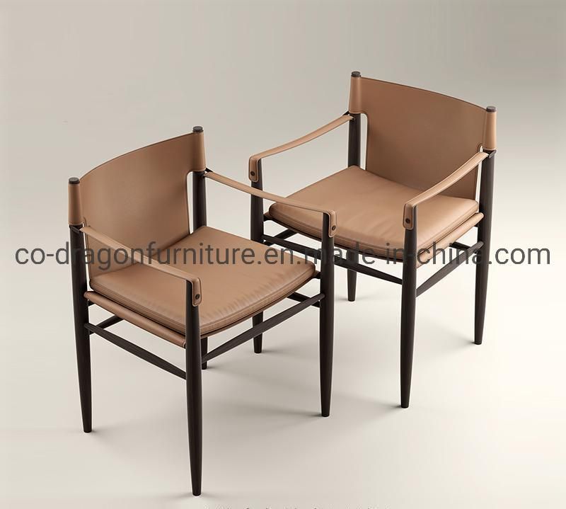 Living Room Furniture Wooden Frame Leather Leisure Chair with Arm