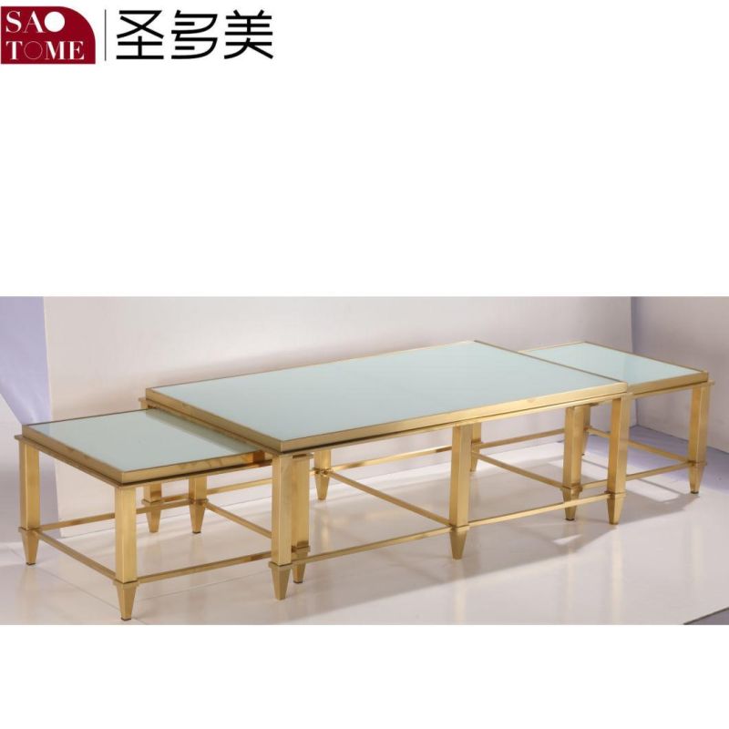 Living Room Bedroom Furniture Three Layer Pull Glass Nest Table