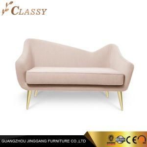 Modern European Fabric Velvet Sofa with Golden Metal Stainless Steel Legs