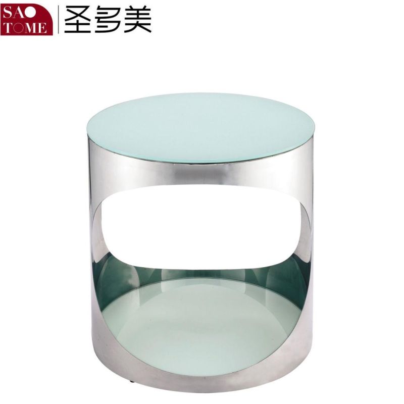 Modern Small Living Room Furniture Black Glass Surface Round Table