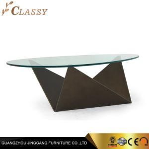 Glass Coffee Table with Metal Base for Home Furniture