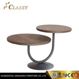 MDF Wooden Side Table with U-Shaped Black Painted stainless Steel
