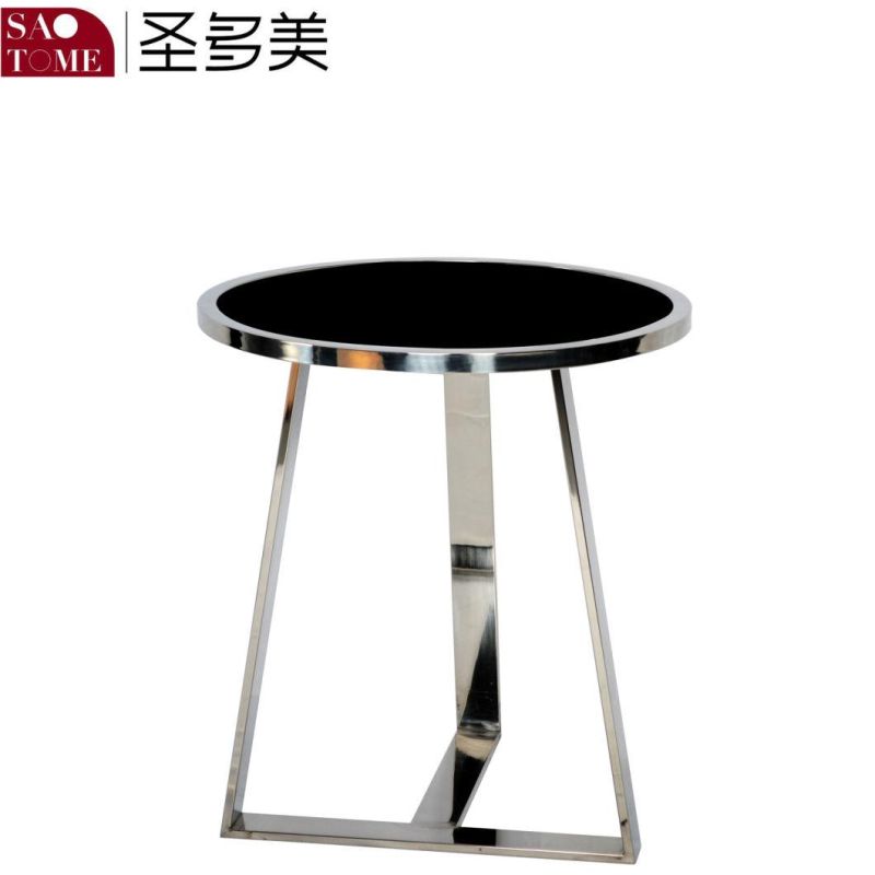 Hot Selling Stainless Steel Black Glass Round End Table