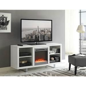 Modern Electronic Fireplace TV Stand with Cylindrical Legs for Sizes up to 75&quot;, Modern Design Cabinet for Your Audio/Video Components