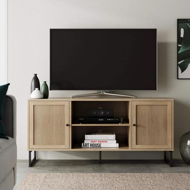 Modern TV Stand Entertainment Cabinet Console with Storage Doors for Living Media Room