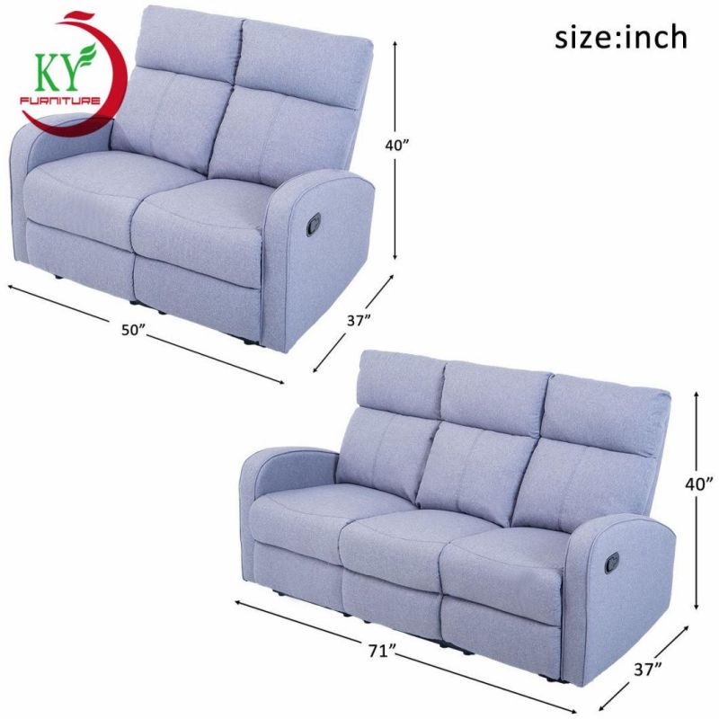 Jky Furniture Modern Design Technology Fabric Manual Recliner Sofa Set for (3+2+1) with Over-Filled Cushion and Customizable Drop Down Table