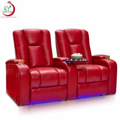 Jky Furniture Luxury Air Leather Home Theater Sofa Set with LED Light and Massage Function