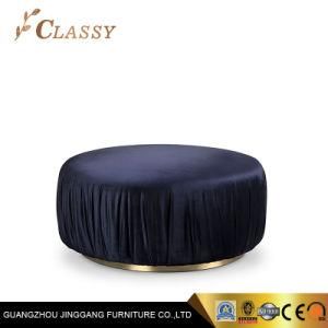 Hotel Luxury Blue Velvet Ottoman Living Room Modern Furniture