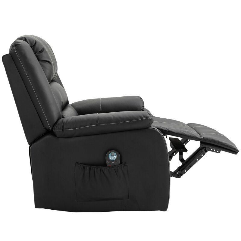 Jky Furniture Leather Manual Recliner Chair with Big Wingback and Inner Seat Width